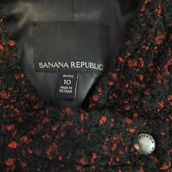 Beautiful Banana Republic Burgundy & Black Tweed Cropped Jacket Sz 10P - Picture 9 of 11